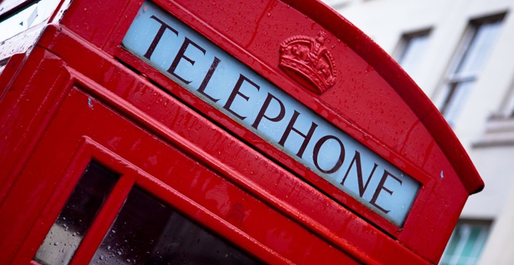 Iconic UK telephone booth close-up