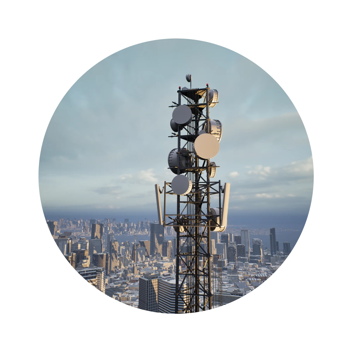 Antenna structure above city buildings